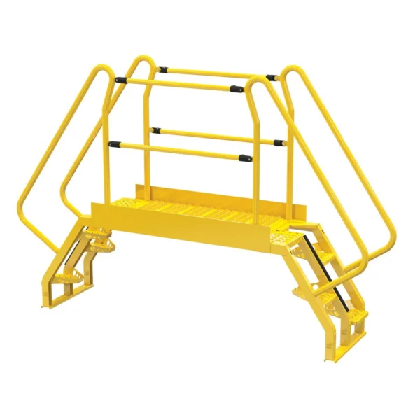 Steel Alternating Crossover Ladder 8 Step 56 Degrees 107 In. x 73 In. 350 Lb. Capacity Yellow