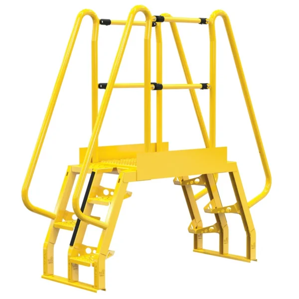 Steel Alternating Crossover Ladder 8 Step 68 Degrees 73 In. x 72 In. 350 Lb. Capacity Yellow