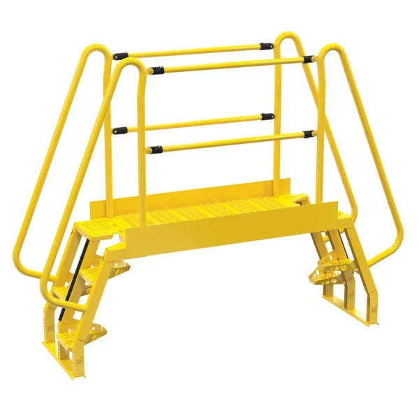 Steel Alternating Crossover Ladder 8 Step 68 Degrees 94 In. x 72 In. 350 Lb. Capacity Yellow