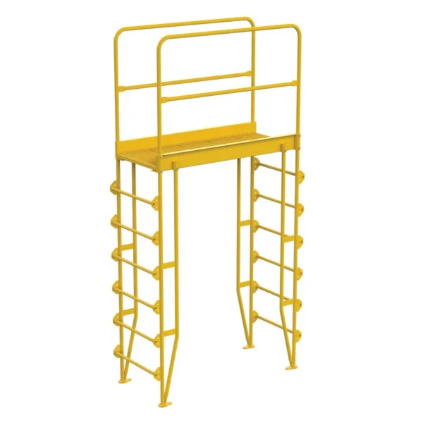 Steel Vertical Crossover Ladder 7 Step 44 In. Width 500 Lb. Capacity Yellow
