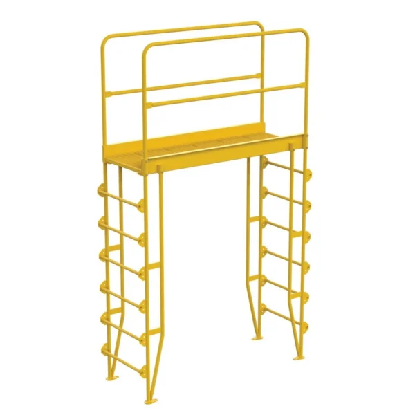 Steel Vertical Crossover Ladder 7 Step 56 In. Width 500 Lb. Capacity Yellow