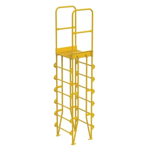 Steel Vertical Crossover Ladder 7 Step 8 In. Width 500 Lb. Capacity Yellow