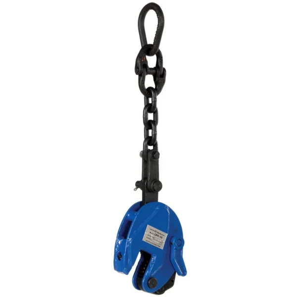 Steel Vertical Plate Clamp with Chain 4 In. x 1-31/32 In. x 16-7/8 In. 1000 Lb. Capacity Blue