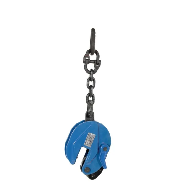 Steel Vertical Plate Clamp with Chain 6-1/2 In. x 2-1/2 In. x 22 In. 2000 Lb. Capacity Blue