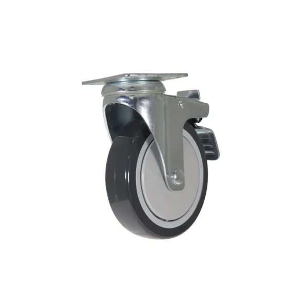 Polyurethane Swivel With Total Brake Caster 5 In. Diameter x 1 In. Width 330 Lb. Capacity Dark Gray/Light Gray