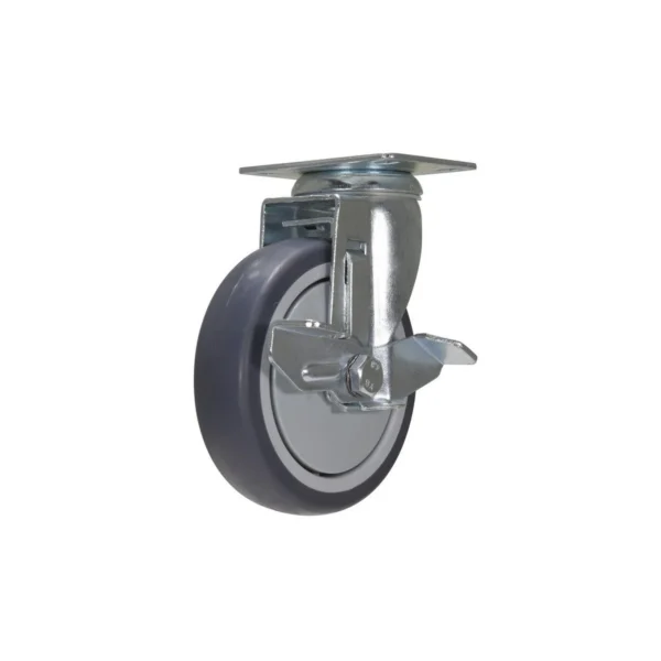 Thermoplastic Rubber Swivel With Brake Caster 5 In. Diameter x 1 In. Width 308 Lb. Capacity Dark Gray/Light Gray