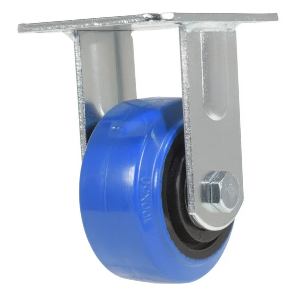 Elastic Rubber Rigid Caster 4 In. Diameter x 2 In. Width 550 Lb. Capacity Blue/Black