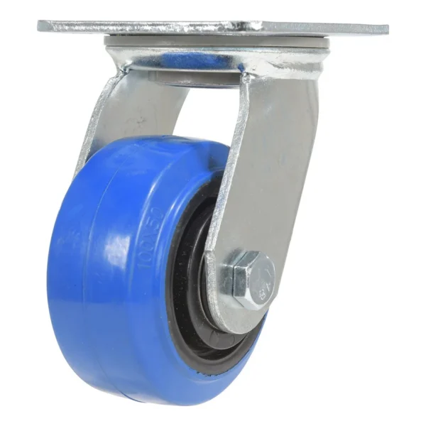 Elastic Rubber Swivel Caster 4 In. Diameter x 2 In. Width 550 Lb. Capacity Blue/Black