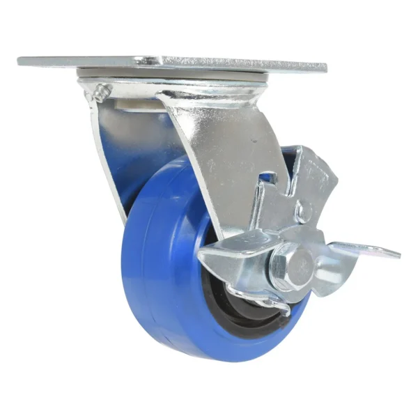 Elastic Rubber Swivel With Brake Caster 4 In. Diameter x 2 In. Width 550 Lb. Capacity Blue/Black