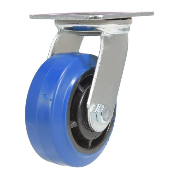 Elastic Rubber Swivel Caster 5 In. Diameter x 2 In. Width 550 Lb. Capacity Blue/Black