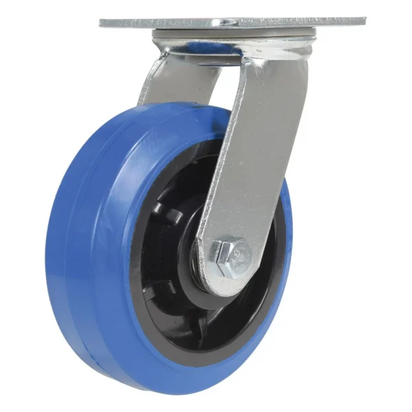 Elastic Rubber Swivel Caster 6 In. Diameter x 2 In. Width 770 Lb. Capacity Blue/Black