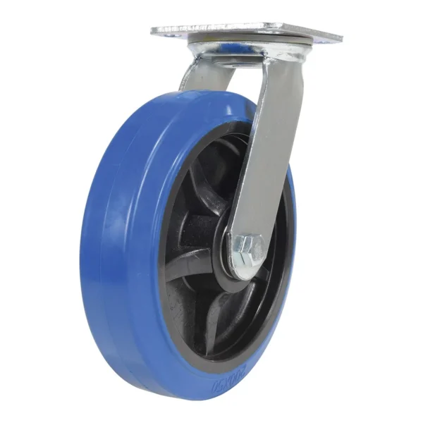 Elastic Rubber Swivel Caster 8 In. Diameter x 2 In. Width 770 Lb. Capacity Blue/Black