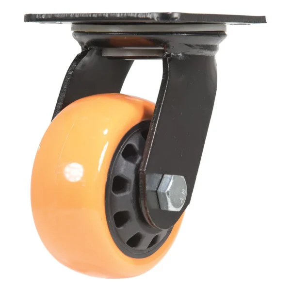 Polyurethane Swivel Caster 4 In. Diameter x 2 In. Width 594 Lb. Capacity Orange/Black