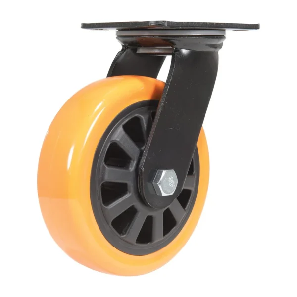 Polyurethane Swivel Caster 6 In. Diameter x 2 In. Width 836 Lb. Capacity Orange/Black