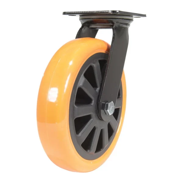 Polyurethane Swivel Caster 8 In. Diameter x 2 In. Width 902 Lb. Capacity Orange/Black