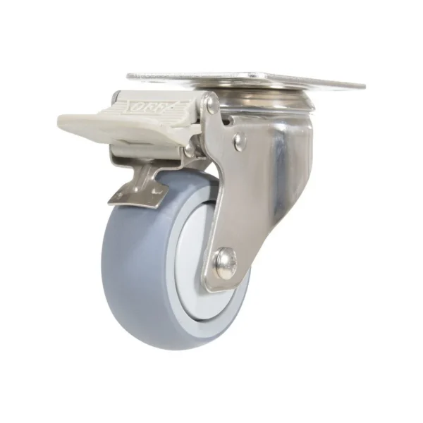 Thermoplastic Rubber Swivel With Total Brake Caster 3 In. Diameter x 1 In. Width 225 Lb. Capacity Gray