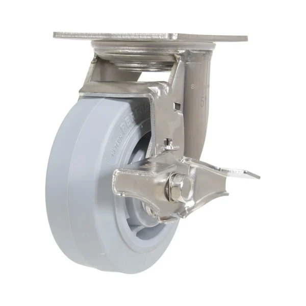 Thermoplastic Rubber Swivel With Brake Caster 5 In. Diameter x 2 In. Width 500 Lb. Capacity Gray