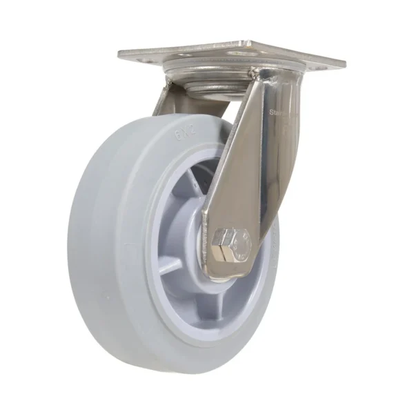 Thermoplastic Rubber Swivel Caster 6 In. Diameter x 2 In. Width 600 Lb. Capacity Gray