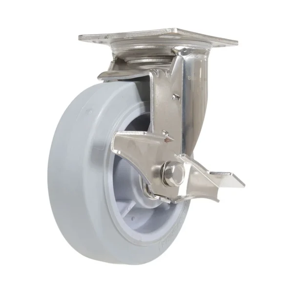 Thermoplastic Rubber Swivel With Brake Caster 6 In. Diameter x 2 In. Width 600 Lb. Capacity Gray
