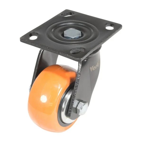 Polyurethane Swivel Caster 4 In. Diameter x 2 In. Width 551 Lb. Capacity Orange/Silver