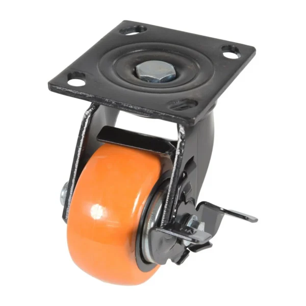 Polyurethane Swivel With Brake Caster 4 In. Diameter x 2 In. Width 551 Lb. Capacity Orange/Silver