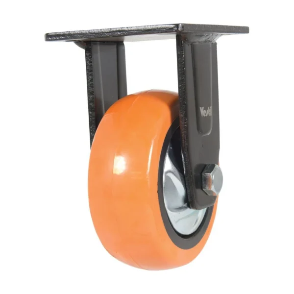 Polyurethane Rigid Caster 5 In. Diameter x 2 In. Width 639 Lb. Capacity Orange/Silver