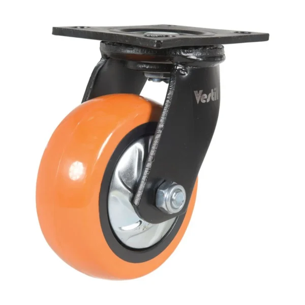 Polyurethane Swivel Caster 5 In. Diameter x 2 In. Width 639 Lb. Capacity Orange/Silver