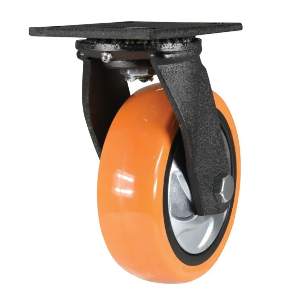 Polyurethane Swivel Caster 6 In. Diameter x 2 In. Width 837 Lb. Capacity Orange/Silver