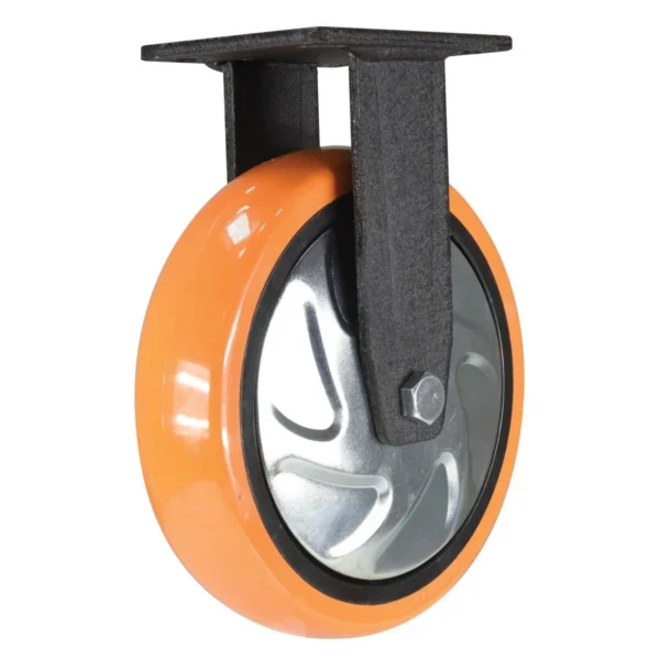 Polyurethane Rigid Caster 8 In. Diameter x 2 In. Width 925 Lb. Capacity Orange/Silver