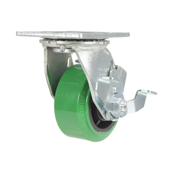 Polyurethane Swivel With Brake Caster 4 In. Diameter x 2 In. Width 700 Lb. Capacity Green/Black