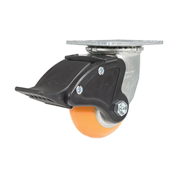 Polyurethane Swivel With Total Brake Caster 4 In. Diameter x 2 In. Width 1000 Lb. Capacity Butterscotch/Silver