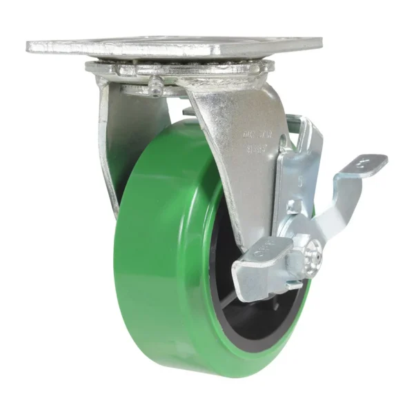 Polyurethane Swivel With Brake Caster 5 In. Diameter x 2 In. Width 750 Lb. Capacity Green/Black