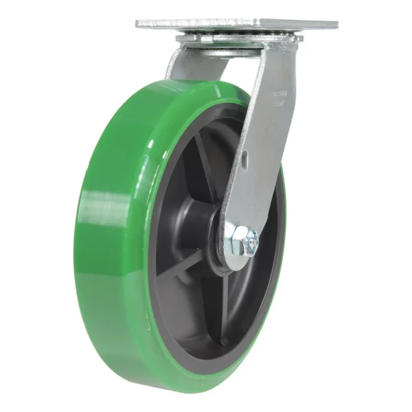 Polyurethane Swivel Caster 8 In. Diameter x 2 In. Width 1000 Lb. Capacity Green/Black
