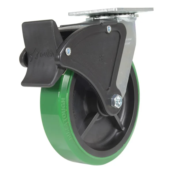 Polyurethane Swivel With Total Brake Caster 8 In. Diameter x 2 In. Width 1000 Lb. Capacity Green/Black