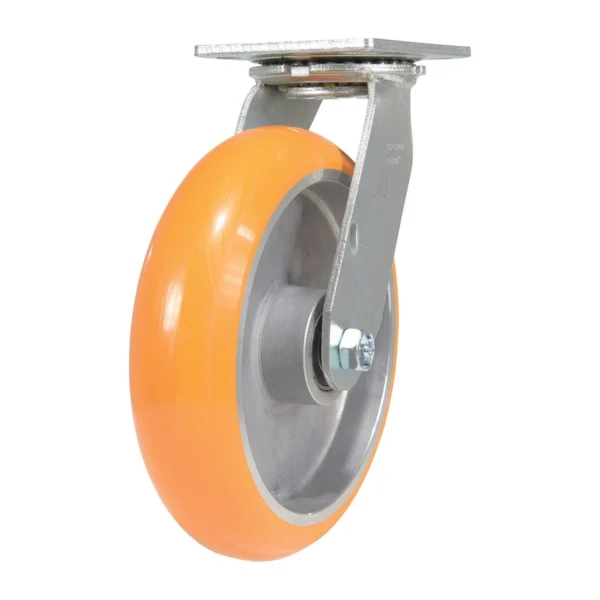 Polyurethane Swivel Caster 8 In. Diameter x 2 In. Width 1250 Lb. Capacity Butterscotch/Silver