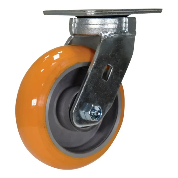 Polyurethane Swivel Caster With Hub 6 In. Diameter x 2 In. Width 1500 Lb. Capacity Butterscotch/Silver