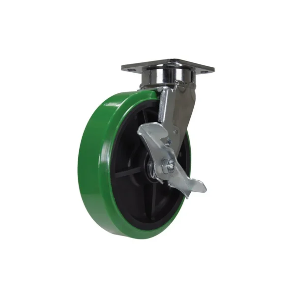 Duratough Polyurethane Swivel With Brake Caster 8 In. Diameter x 2 In. Width 1000 Lb. Capacity Green/Black