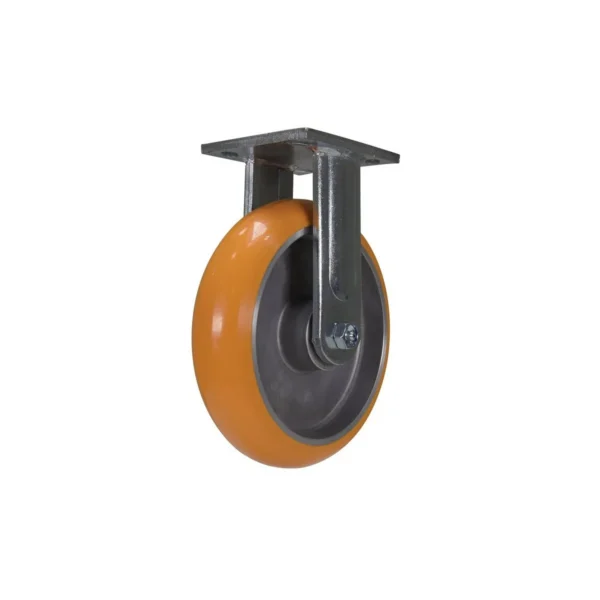 Sirius Polyurethane Rigid Caster 8 In. Diameter x 2 In. Width 2000 Lb. Capacity Butterscotch/Silver