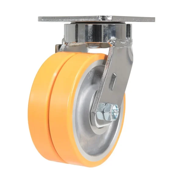 Sirius Polyurethane Dual Swivel Caster 5 In. Diameter x 2 In. Width 1200 Lb. Capacity Orange/Gray