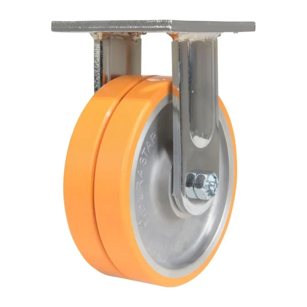 Sirius Polyurethane Dual Rigid Caster 6 In. Diameter x 2 In. Width 1500 Lb. Capacity Orange/Gray