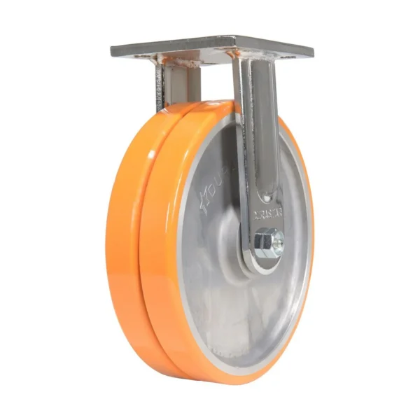 Sirius Polyurethane Dual Rigid Caster 8 In. Diameter x 2 In. Width 2000 Lb. Capacity Orange/Gray