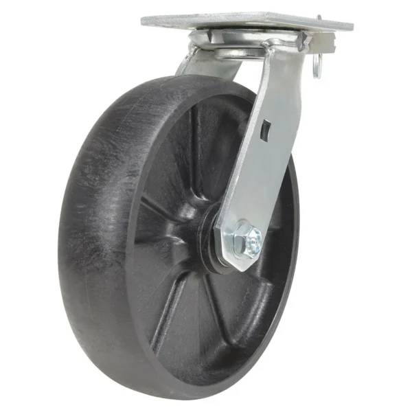 RollX Glass Filled Nylon Swivel With 4-Position Lock Caster 8 In. Diameter x 2 In. Width 1250 Lb. Capacity Black