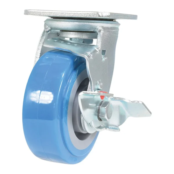Polyurethane Swivel With Brake Caster 5 In. Diameter x 2 In. Width 771 Lb. Capacity Light Blue/Gray