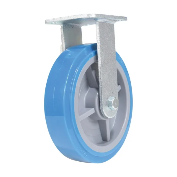 Polyurethane Rigid Caster 8 In. Diameter x 2 In. Width 925 Lb. Capacity Light Blue/Gray