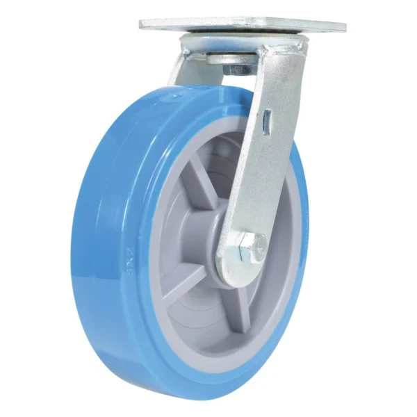 Polyurethane Swivel Caster 8 In. Diameter x 2 In. Width 925 Lb. Capacity Light Blue/Gray