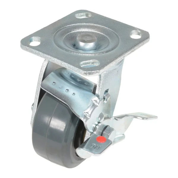 Rubber Swivel With Brake Caster 4 In. Diameter x 2 In. Width 551 Lb. Capacity Dark Gray/Gold