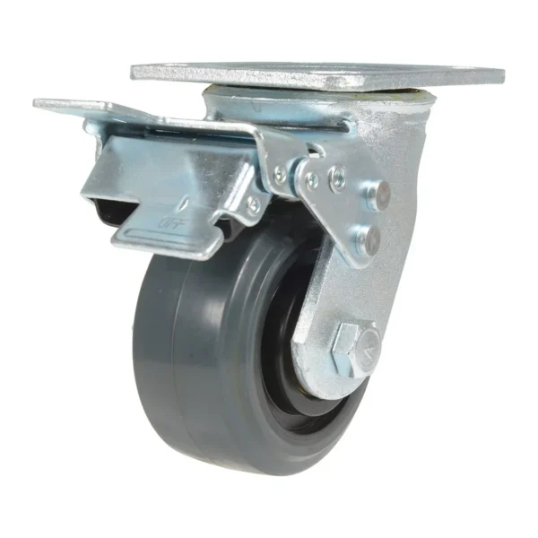 Rubber Swivel With Total Brake Caster 4 In. Diameter x 2 In. Width 551 Lb. Capacity Dark Gray/Gold