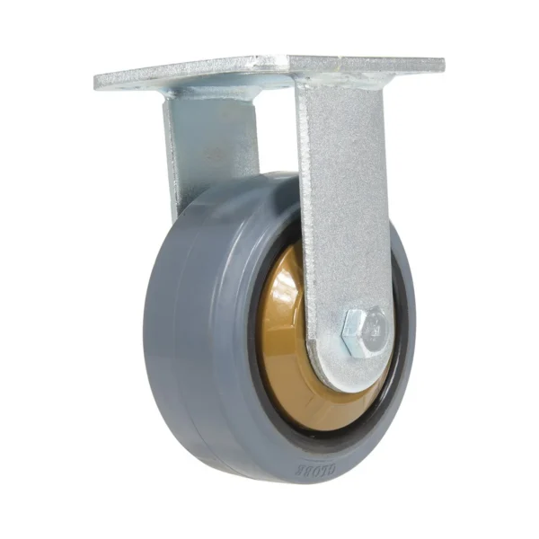 Rubber Rigid Caster 5 In. Diameter x 2 In. Width 661 Lb. Capacity Dark Gray/Gold