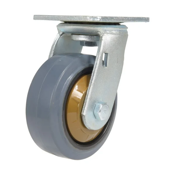 Rubber Swivel Caster 5 In. Diameter x 2 In. Width 661 Lb. Capacity Dark Gray/Gold