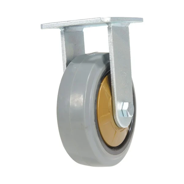 Rubber Rigid Caster 6 In. Diameter x 2 In. Width 771 Lb. Capacity Dark Gray/Gold